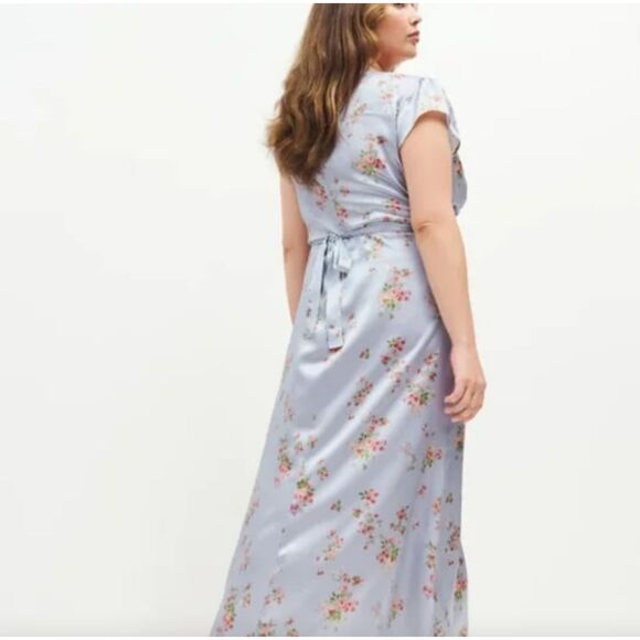 NWT Reformation Kaye Silk Midi Dress Melba Light Blue Size 16 Plus - Picture 5 of 16